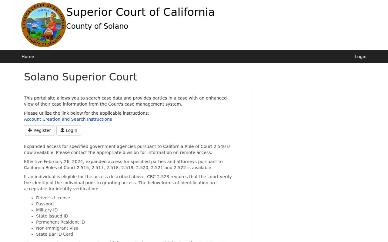Vallejo people search using the Solano court portal