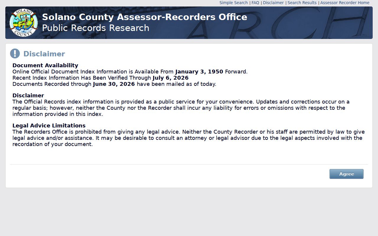 Vallejo people search in the Solano official records portal