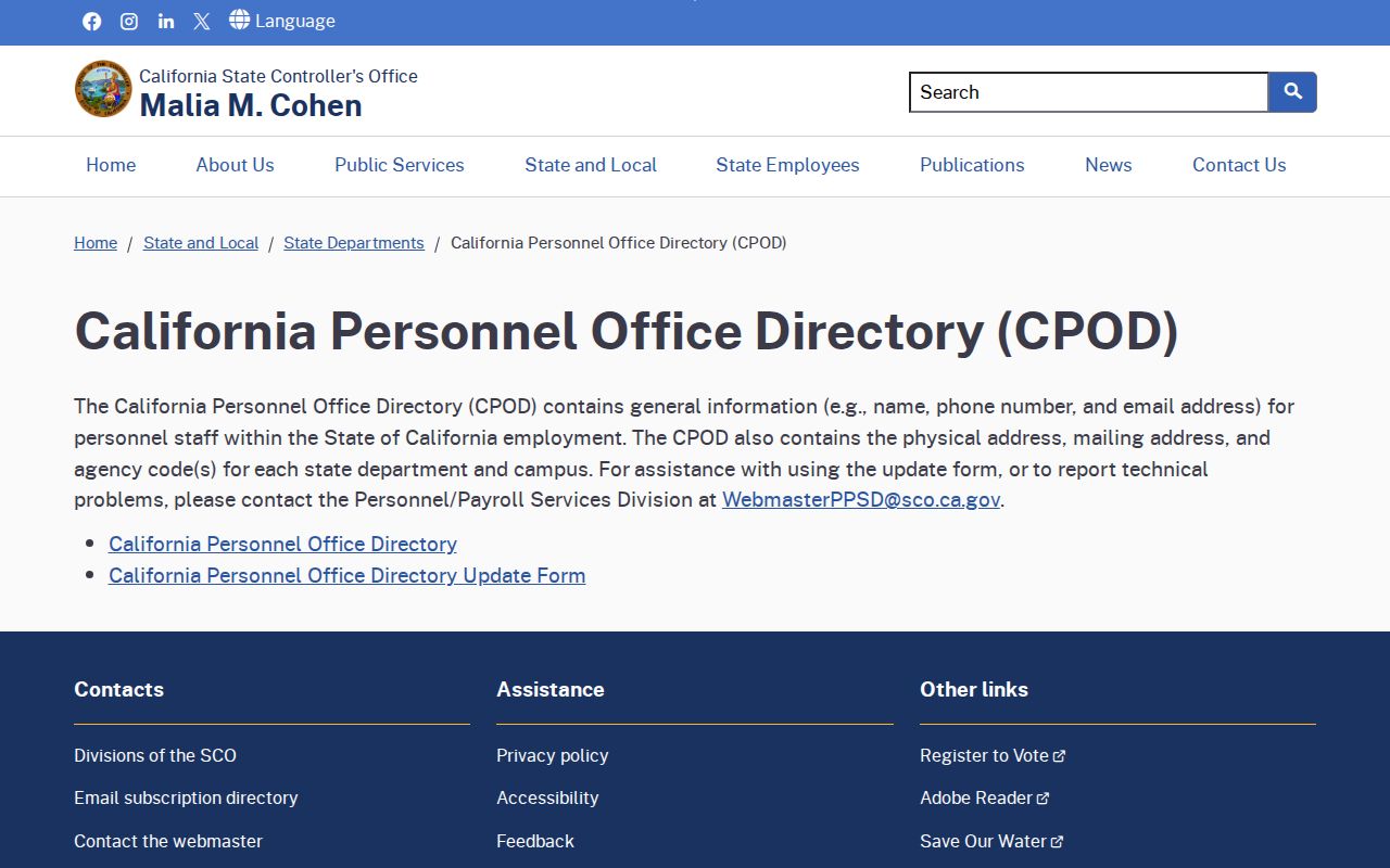 Vallejo people directories California Personnel Office Directory