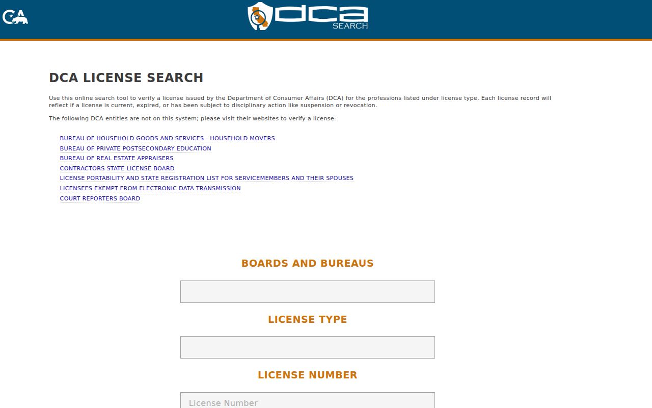 Vallejo people directories California DCA license search
