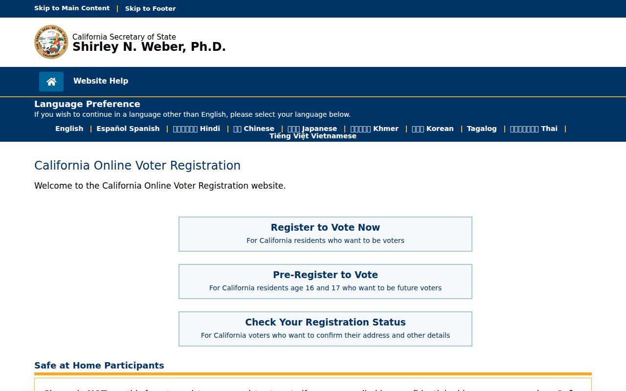 Vallejo voter records through California online registration