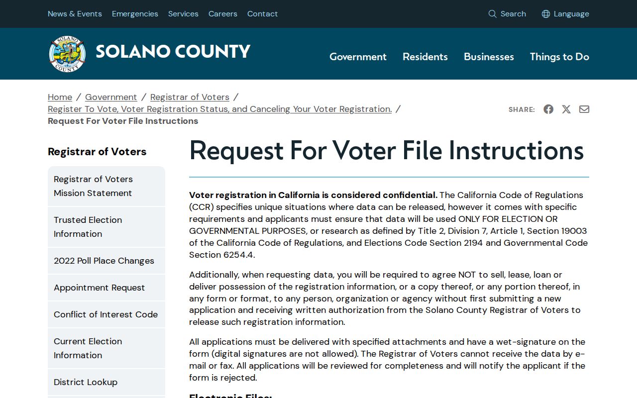 Vallejo voter records and Solano voter file request instructions